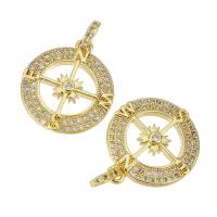 Cubic Zirconia Micro Pave Brass Pendant gold color plated micro pave cubic zirconia & hollow Approx 2mm Sold By Lot