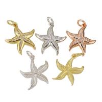 Cúbicos Circonia Colgante Latón Micro pavimenta, metal, Estrella de Mar, chapado, diferentes estilos para la opción & micro arcilla de zirconia cúbica, más colores para la opción, 15x17x3mm, agujero:aproximado 3mm, 10PCs/Grupo, Vendido por Grupo