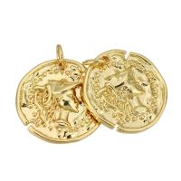 Brass Jewelry Pendants Flat Round gold color plated Approx 2mm Sold By Lot