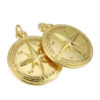 Brass Jewelry Pendants Flat Round gold color plated Approx 2mm Sold By Lot