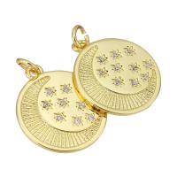 Cubic Zirconia Micro Pave Brass Pendant Flat Round gold color plated micro pave cubic zirconia Approx 2mm Sold By Lot