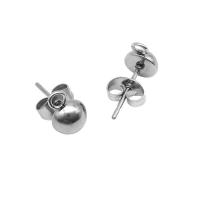 Nerez Pokles komponenty náušnice, unisex, stříbro, 9x14mm, Prodáno By Pair