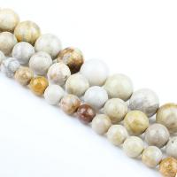 Chrysanthemum Stone Bead, Runde, poleret, du kan DIY, blandede farver, Solgt Per 39 cm Strand