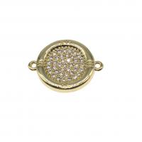 Cubic Zirconia Micro Pave Latão Connector, cobre, Roda, micro pavimento em zircônia cúbica, dourado, 20mm, vendido por PC