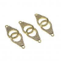 Cubic Zirconia Micro Pave Latão Connector, cobre, micro pavimento em zircônia cúbica, dourado, 24mm, vendido por PC