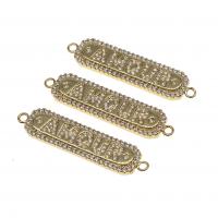 Cubic Zirconia Micro Pave Latão Connector, cobre, micro pavimento em zircônia cúbica, dourado, 33mm, vendido por PC