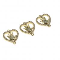 Cubic Zirconia Micro Pave Brass Connector Heart micro pave cubic zirconia golden 16mm Sold By PC