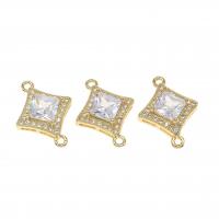 Cubic Zirconia Micro Pave Brass Connector Rhombus micro pave cubic zirconia golden 19mm Sold By PC