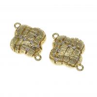 Cubic Zirconia Micro Pave Latão Connector, cobre, Trevo de quatro folhas, micro pavimento em zircônia cúbica, dourado, 20mm, vendido por PC