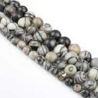 Black Silk Sten Bead, Rund, polerad, DIY, svart, Såld Per 39 cm Strand