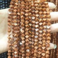 Goldstone perle, Trg, uglađen, možete DIY, crvenkasto narančasti, 6mm, Prodano Per 39 cm Strand