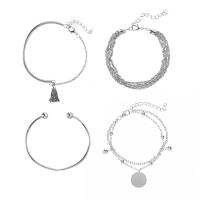 Sinc Alloy Bracelet, 4 phíosa & jewelry faisin & do bhean, dath bunaidh, Fad 7.9 Inse, Díolta De réir Socraigh