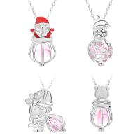 Sterling Silver Cage Locket Pendant Necklace, 925 sterling zilver, met 1.96inch extender keten, geplatineerd, Kerst sieraden & ovale keten & verschillende stijlen voor de keuze & voor vrouw & hol, Per verkocht Ca 15.74 inch Strand