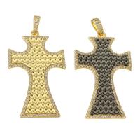 Cubic Zirconia Micro Pave Brass Pendant Cross plated micro pave cubic zirconia Approx 3mm Sold By Lot