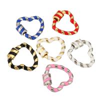 ottone Fanculo Carabiner Lock Charms, Cuore, placcato color oro, smalto, nessuno, 24x21x6mm, 10PC/lotto, Venduto da lotto