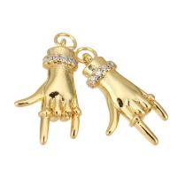 Messing hanger met micro-paved kubieke zirconia's, gold plated, micro pave zirconia, 14x24x5mm, 10pC's/Lot, Verkocht door Lot