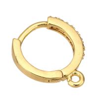 Brass Huggie Hoop Earring Finding gold color plated micro pave cubic zirconia Sold By Lot