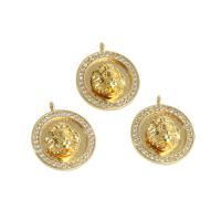 Cubic Zirconia Micro Pave Brass Pendant Round real gold plated micro pave cubic zirconia golden Sold By PC