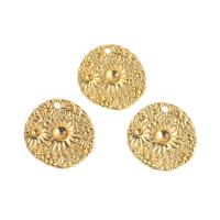 Brass Jewelry Pendants Round real gold plated golden Sold By PC