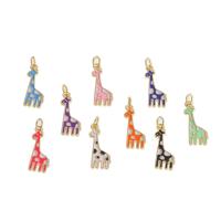 Messing Smykker Vedhæng, Giraffe, emalje, flere farver til valg, 21x8x1mm, Solgt af PC