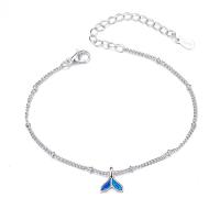 Zinklegering armbandkettingen, Zinc Alloy, mode sieraden & glazuur, Lengte 19.5 cm, Verkocht door PC