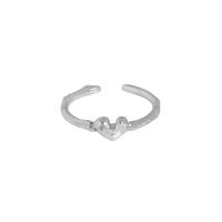 925 sterline d'argento Anelli Cuff, Cuore, placcato, regolabile & Micro spianare cubic zirconia & per la donna, nessuno, 4.9mm, 16.9mm, Misura:6.5, Venduto da PC