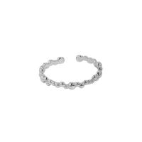 Argent sterling 925 Cuff Bague, Plaqué de platine, réglable & pour femme, 2.45mm, 16.9mm, Taille:6.5, Vendu par PC