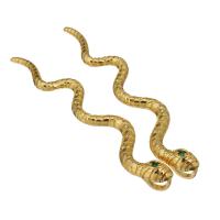 Kubik Zirkonium mikro bana Mässing hängande, Snake, guldfärg pläterade, micro bana cubic zirconia, 28x69x11mm, Hål:Ca 4mm, 10PC/Lot, Säljs av Lot