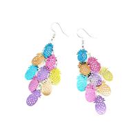 Boucles d'oreilles pendantes en laiton, ananas, Placage, pour femme & en filigrane, plus de couleurs à choisir, 80mm, Vendu par paire