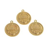 Colgantes de la joyería de cobre amarillo, metal, Esférico, chapado en oro real, dorado, 27x24x2mm, Vendido por UD