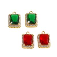 Cubique Pendentif en laiton zircon pavent, rectangle, Plaqué d'or, pavé de micro zircon, plus de couleurs à choisir, 15x11x7mm, Vendu par PC