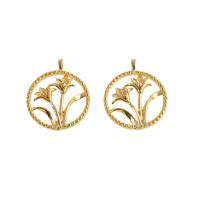 Cubic Zirconia Micro Pave Brass Pendant Round real gold plated micro pave cubic zirconia golden Sold By PC