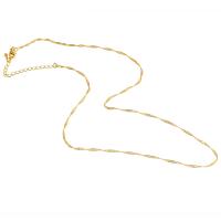 Chaîne collier en laiton, Plaqué d'or, unisexe, doré, 2x1mm, Longueur 45 cm, Vendu par PC