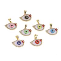 Evil Eye Hangers, Messing, oog, micro pave zirconia & glazuur, meer kleuren voor de keuze, 18x13x1mm, Verkocht door PC