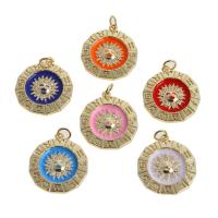 Cubic Zirconia Micro Pave Brass Pendant Round micro pave cubic zirconia & enamel Sold By PC