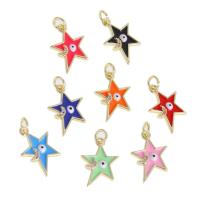 Evil Eye Pendants Brass Star evil eye pattern & micro pave cubic zirconia & enamel Sold By PC