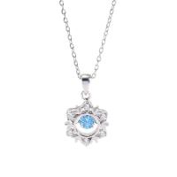 Kubieke Zircon Micro effenen Sterling zilveren ketting, 925 sterling zilver, geplatineerd, mode sieraden & voor vrouw & met zirkonia, 11mm, Lengte 17.72 inch, Verkocht door PC