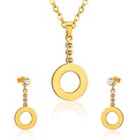 Set di gioielli in acciaio inox, orecchino & Collana, placcato, Micro spianare cubic zirconia & per la donna & cavo, nessuno, Lunghezza Appross. 17.72 pollice, Venduto da set