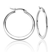 Mens Stainless Steel Hoop Earring, forskellig størrelse for valg & for kvinde, oprindelige farve, Solgt af par