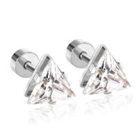 Zircone cubico ( CZ ) Orecchino a brillantino, acciaio inox, with cubico zircone, Triangolo, placcato, per la donna, nessuno, 13x7mm, Venduto da coppia