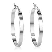 Mens Stainless Steel Hoop Earring, forskellig størrelse for valg & for kvinde, oprindelige farve, Solgt af par