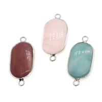 Gemstone stik, Messing, med Natursten, flere farver til valg, 34x17x5mm, Solgt af PC