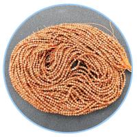 Goldstein Perlen, Goldsand, rund, poliert, DIY & facettierte, rote Orange, verkauft per 39 cm Strang