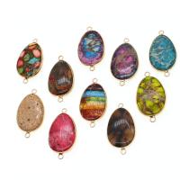 Gemstone stik, Messing, med Impression Jasper, flere farver til valg, 39x21x7mm, Solgt af PC