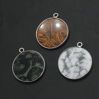 Imperial Jasper riipukset, Messinki, kanssa Vaikutelma Jasper, Pyöreä, enemmän värejä valinta, 37x26x3mm, Myymät PC