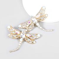 Rhinestone Ørering, Zinc Alloy, Dragonfly, mode smykker & for kvinde & med glas rhinestone & med rhinestone, 70x90mm, Solgt af par