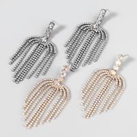 Fashion Fringe Oorbellen, Zinc Alloy, mode sieraden & voor vrouw & met strass, meer kleuren voor de keuze, 82x38mm, Verkocht door pair