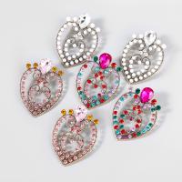 Strass Earring, Zinc Alloy, mode sieraden & voor vrouw & met glas strass & met strass, meer kleuren voor de keuze, 65x46mm, Verkocht door pair