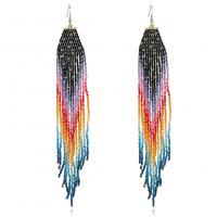 Fashion Fringe Boucles d'oreilles, Seedbead, pour femme, multicolore, protéger l'environnement, sans nickel, plomb et cadmium, 185x23mm, Vendu par paire