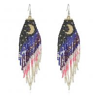 Fashion Fringe Boucles d'oreilles, Seedbead, fait à la main, pour femme, protéger l'environnement, sans nickel, plomb et cadmium, 125x33mm, Vendu par paire